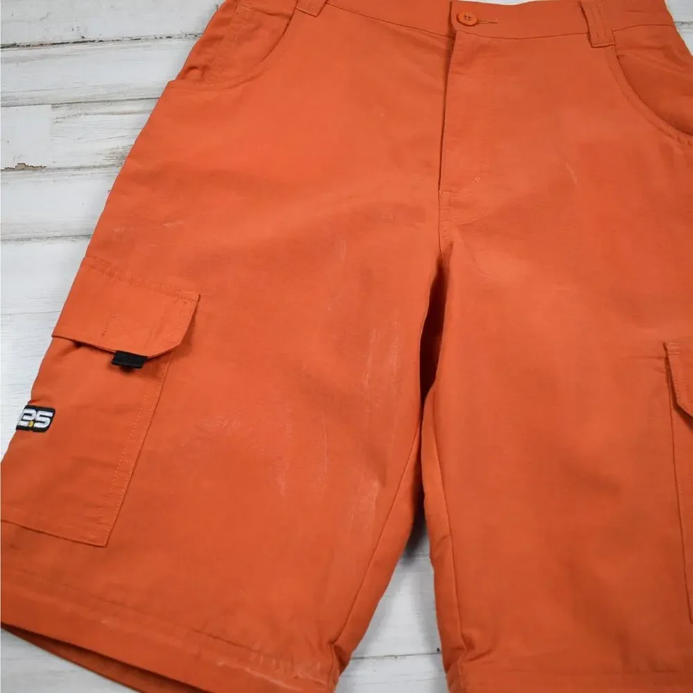 Vintage Lee Pipes Cargo Shorts Boys 14 Orange Skater Gorpcore Tech Wear 90s Y2K